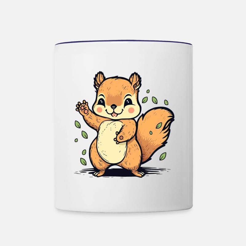 Kawaii Squirrels, Squirrels, Cheek Squirrels - Contrasting Mug - white/cobalt blue
