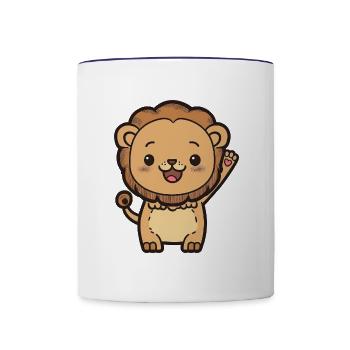 Kawaii Lion, for strong personalities - Contrasting Mug - white/cobalt blue - Front