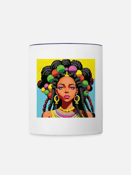 Schwarze Frau mit Dreadlocks - Tasse zweifarbig - Weiß/Kobaltblau