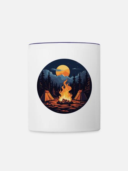 Camping - Tasse zweifarbig - Weiß/Kobaltblau