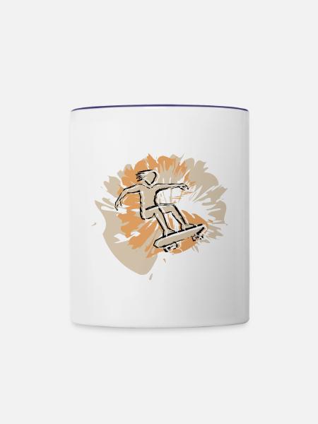 Skateboard-Style - Tasse zweifarbig - Weiß/Kobaltblau