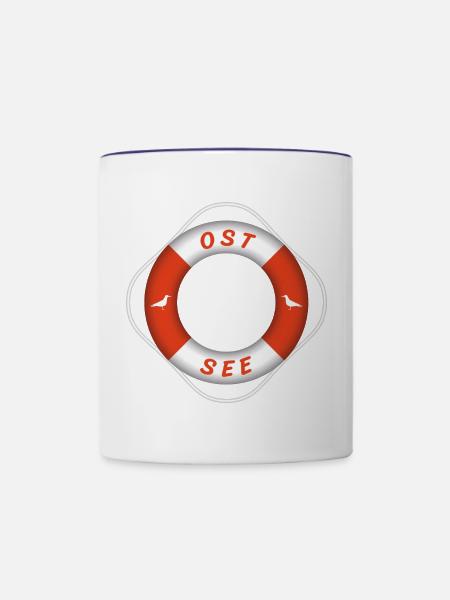 Ostsee Rettungsring Möwen Urlaub - Tasse zweifarbig - Weiß/Kobaltblau