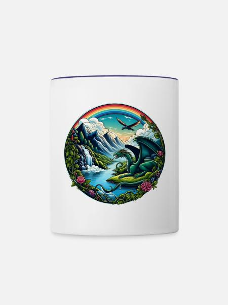 Drachenland - Tasse zweifarbig - Weiß/Kobaltblau