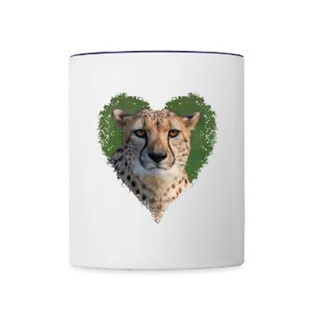 Wild Beauty Yeux perçants du guépard - Mug contrasté - blanc/bleu cobalt - Devant