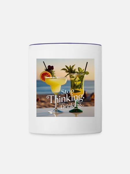 Cocktails mit Humorvollen Text - Tasse zweifarbig - Weiß/Kobaltblau