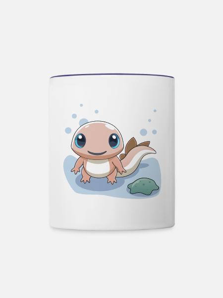 Kleiner rosa Salamander am Ufer - Tasse zweifarbig - Weiß/Kobaltblau
