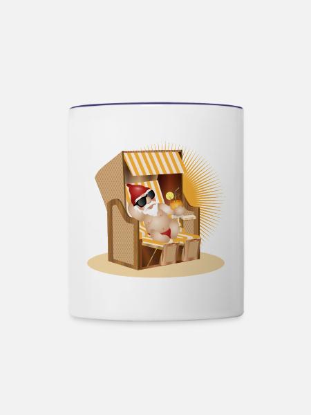 Cooler Gartenzwerg am Strand - Tasse zweifarbig - Weiß/Kobaltblau