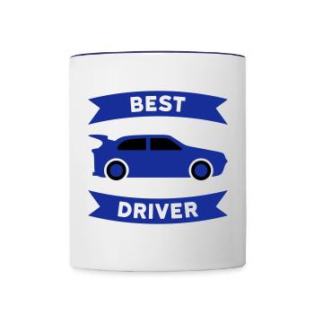 Meilleur pilote de voiture de sport (voiture de sport, bannière) - Mug contrasté - blanc/bleu cobalt - Devant