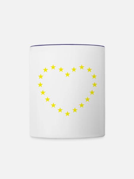 EU Sterne Herz - Tasse zweifarbig - Weiß/Kobaltblau