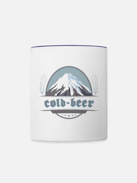 Cold Beer, Après-Ski - Tasse zweifarbig - Weiß/Kobaltblau