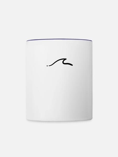 Minimalistische Welle - Tasse zweifarbig - Weiß/Kobaltblau