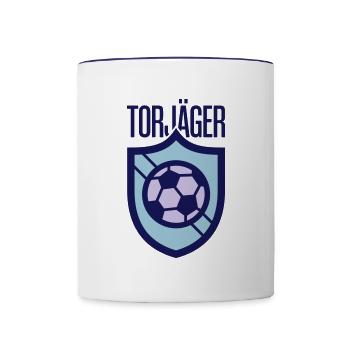 Für alle Torjägern unter den Fussball Liebhabern - Tasse zweifarbig - Weiß/Kobaltblau - Vorne