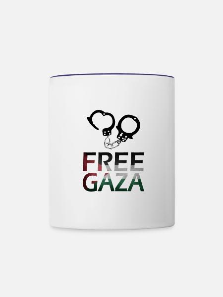 handschellen palastine free gaza geschenkidee - Tasse zweifarbig - Weiß/Kobaltblau