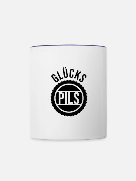 Glücks-Pils - Tasse zweifarbig - Weiß/Kobaltblau
