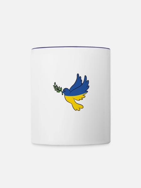 Ukrainische Friedenstaube - Tasse zweifarbig - Weiß/Kobaltblau