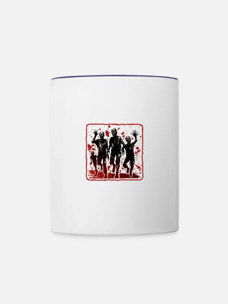 Halloween Warnung vor Zombies - Tasse zweifarbig - Weiß/Kobaltblau