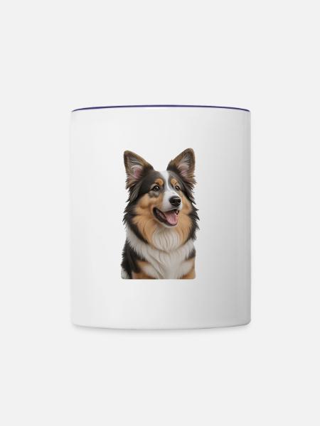 Collie - Tasse zweifarbig - Weiß/Kobaltblau