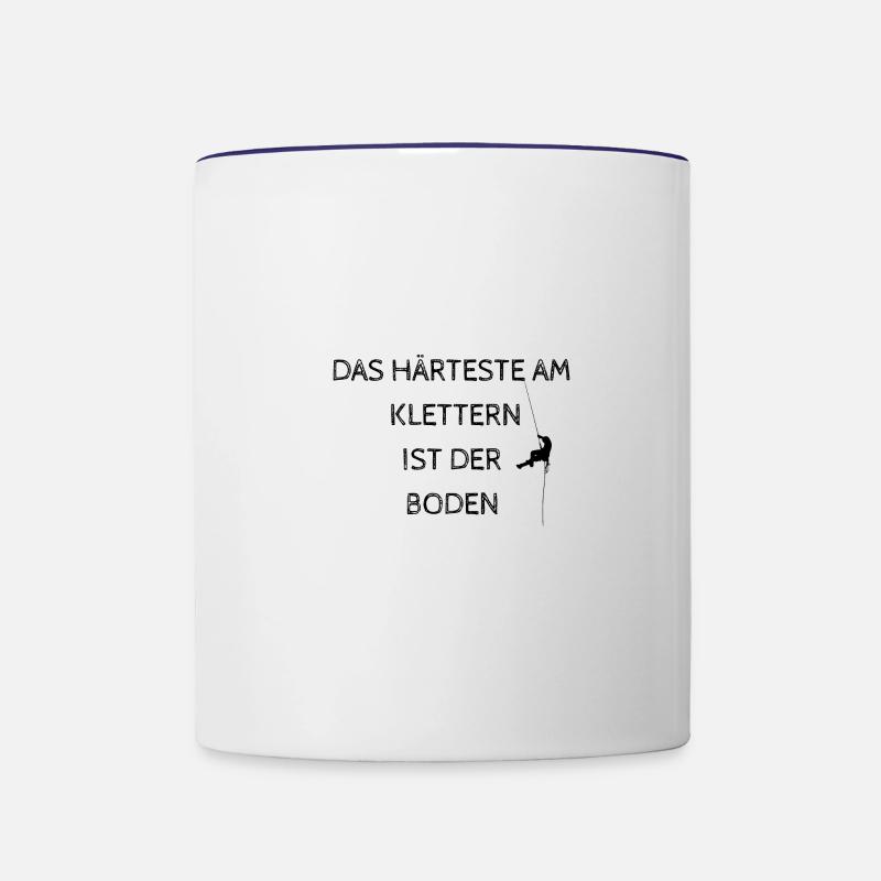 Dicton : La chose la plus difficile dans l’escalade est le sol - Mug contrasté - blanc/bleu cobalt
