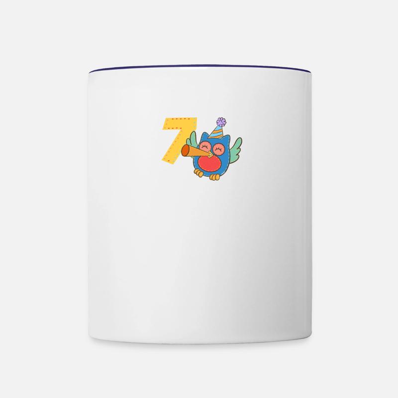 Geburtstag 7 Jahre eule, eulen Sieben - Tasse zweifarbig - Weiß/Kobaltblau