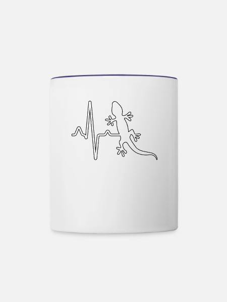 Eidechse Herzschlag - Tasse zweifarbig - Weiß/Kobaltblau