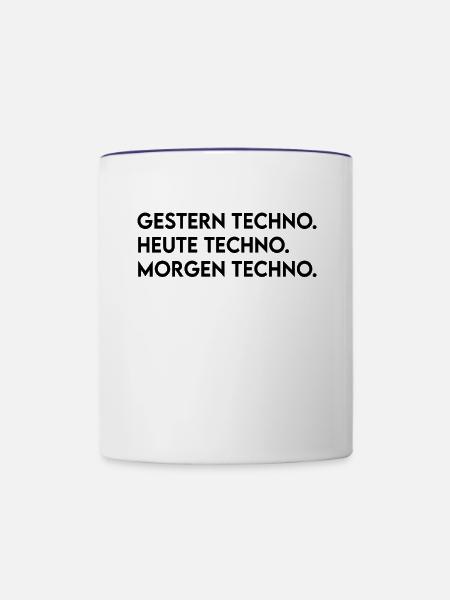Techno Spruch - Tasse zweifarbig - Weiß/Kobaltblau