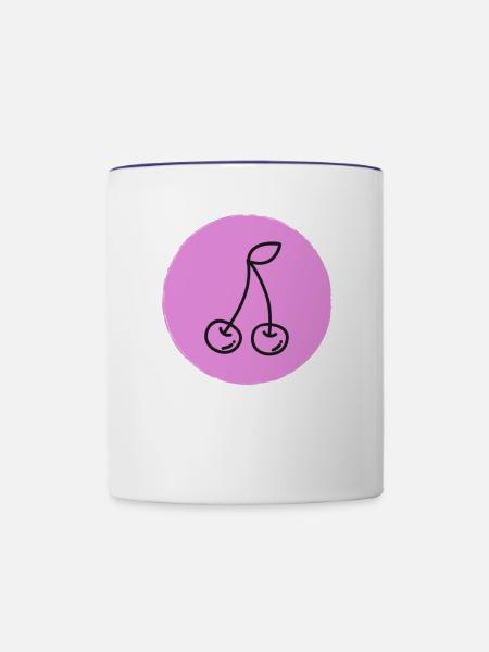 Kirsche - Tasse zweifarbig - Weiß/Kobaltblau