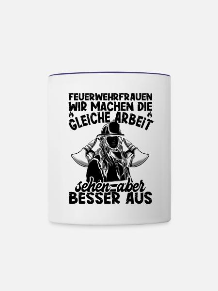 Feuerwehrfrau - Tasse zweifarbig - Weiß/Kobaltblau