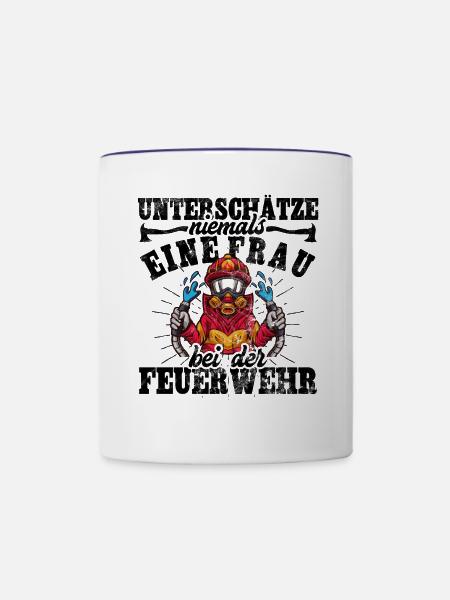 Feuerwehrfrau - Tasse zweifarbig - Weiß/Kobaltblau