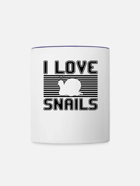 I love snails - Tasse zweifarbig - Weiß/Kobaltblau