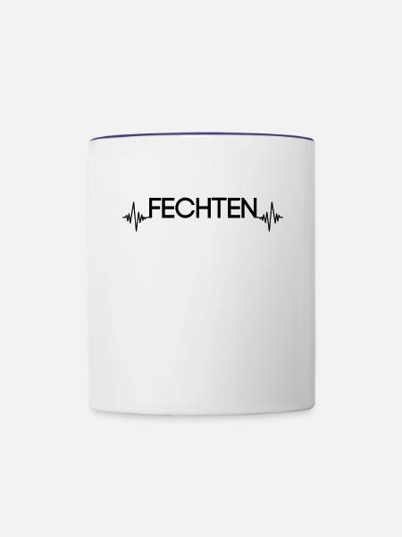 Fechten Herzschlag - Tasse zweifarbig - Weiß/Kobaltblau