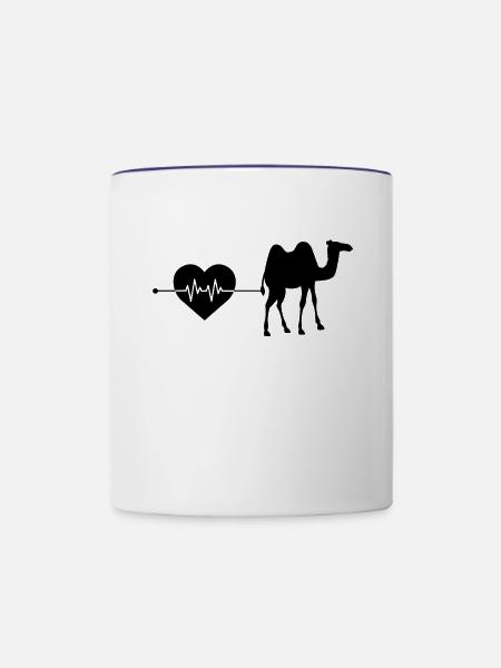 Dromedar Kamel Herzschlag - Tasse zweifarbig - Weiß/Kobaltblau