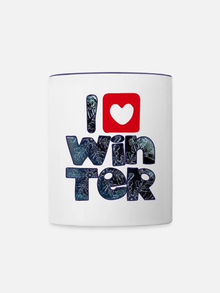 Wintermots mit Schneeflocken für Winterfans - Tasse zweifarbig - Weiß/Kobaltblau