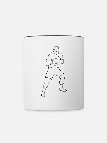 Boxer gezeichnet - Tasse zweifarbig - Weiß/Kobaltblau