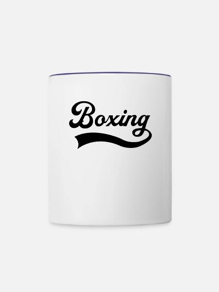 Boxen Schriftzug - Tasse zweifarbig - Weiß/Kobaltblau