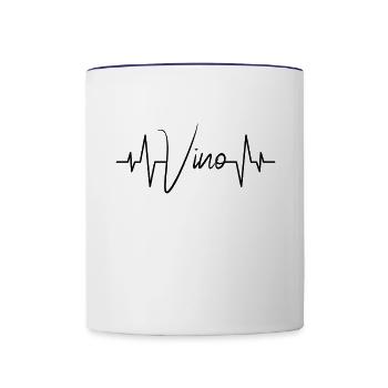 Wine Vino heartbeat - Contrasting Mug - white/cobalt blue - Front