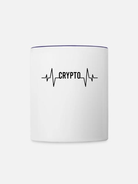 Krypto Kryptowährung Herzschlag - Tasse zweifarbig - Weiß/Kobaltblau