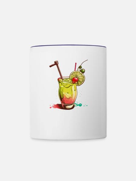 Cocktail - Tasse zweifarbig - Weiß/Kobaltblau