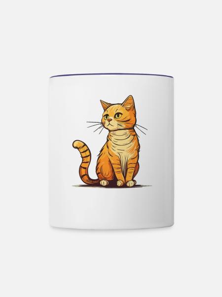 Katze im comic style - Tasse zweifarbig - Weiß/Kobaltblau