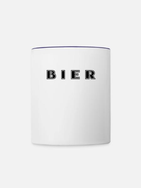 Bier Schriftzug - Tasse zweifarbig - Weiß/Kobaltblau