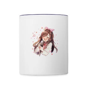 Juste une fille qui aime l’anime K-Pop et le karaoké - Mug contrasté - blanc/bleu cobalt - Devant