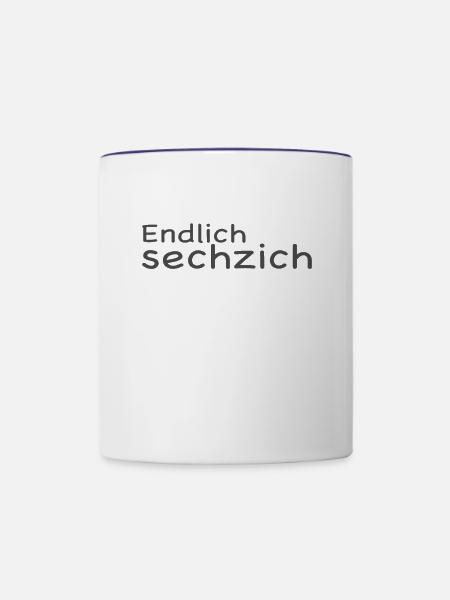 Endlich 60 - Tasse zweifarbig - Weiß/Kobaltblau