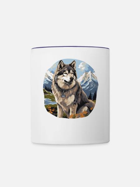 Hund Alaskan Malamute - Tasse zweifarbig - Weiß/Kobaltblau