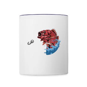 Lors de la pêche, bien sûr, la taille compte. - Mug contrasté - blanc/bleu cobalt - Devant