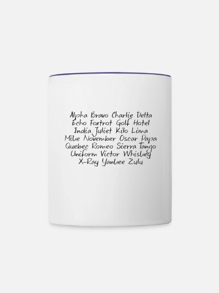 Funkalphabet schwarz - Tasse zweifarbig - Weiß/Kobaltblau
