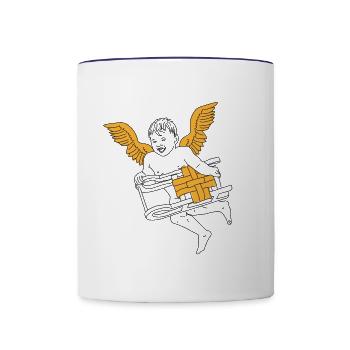 Angels with sleigh Christmas - Contrasting Mug - white/cobalt blue - Front