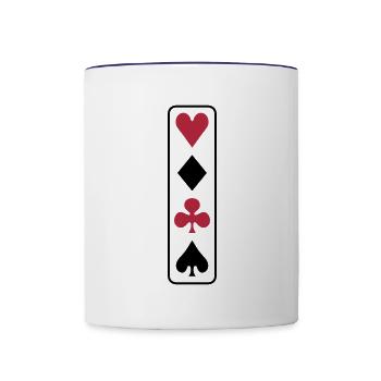 poker vertical - Mug contrasté - blanc/bleu cobalt - Devant