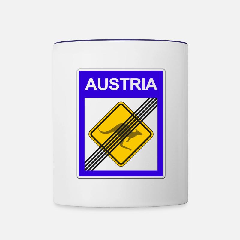 No Kangaroos in Austria - Contrasting Mug - white/cobalt blue