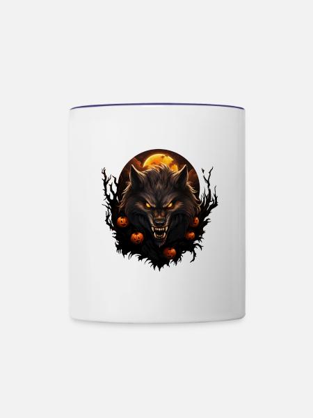 Halloween Werwolf - Tasse zweifarbig - Weiß/Kobaltblau