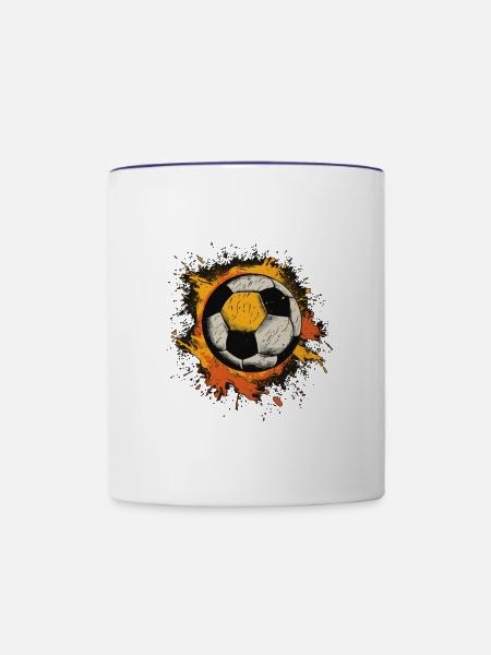 Fußball Ball - Tasse zweifarbig - Weiß/Kobaltblau