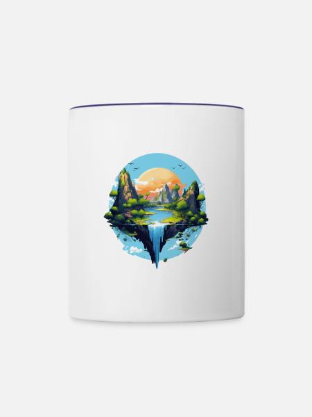 Landschaft - Tasse zweifarbig - Weiß/Kobaltblau